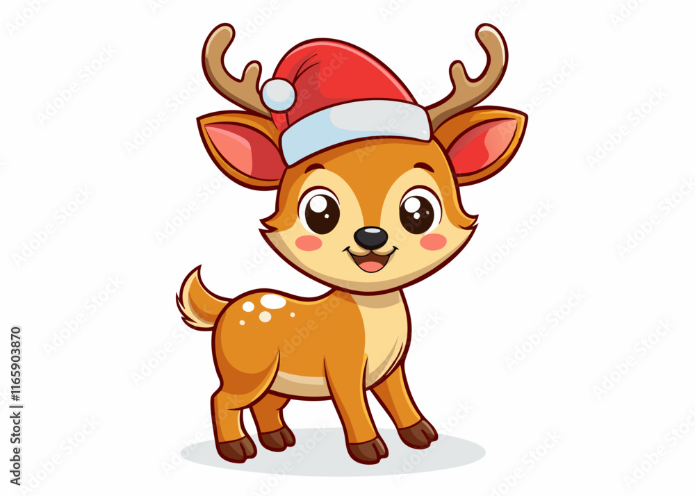 Reindeer with Santa Hat – A Funny Cartoon Christmas Illustration for Festive Cheer Reindeer with Santa Hat – A Funny Cartoon Christmas Illustration for Festive Cheer