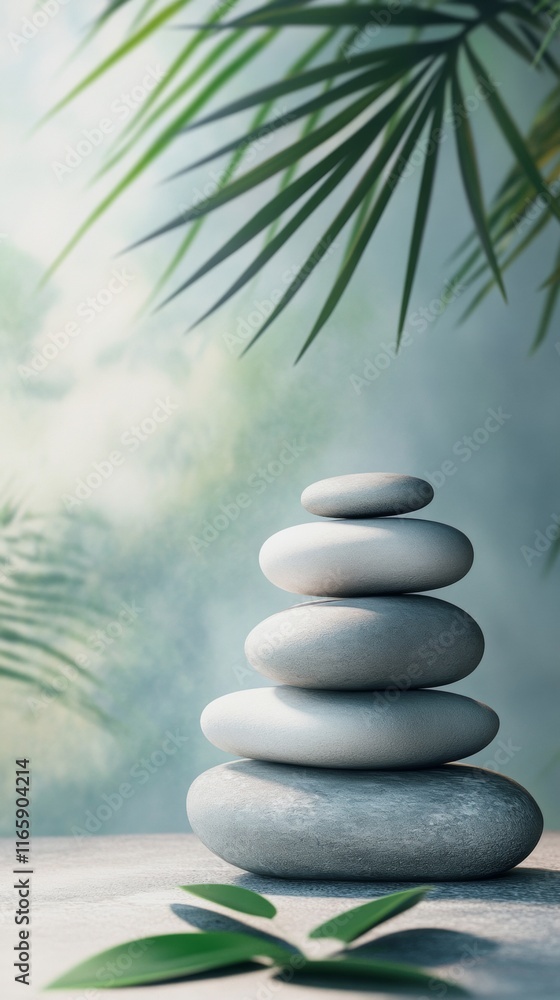 stones stacked in a spa center with copy space vertically 9:16 stones stacked in a spa center with copy space vertically 9:16
