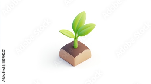 3D rendering of a small sprout emerging from soil. photo