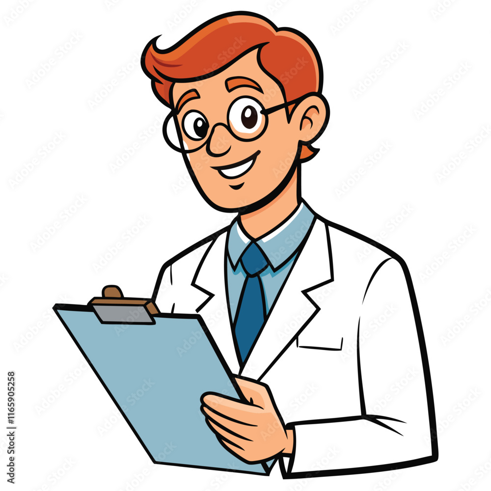 Doctor Reviewing Patient Notes Focused and Professional - Variation 1, Isolated on White Background Doctor Reviewing Patient Notes Focused and Professional - Variation 1, Isolated on White Background