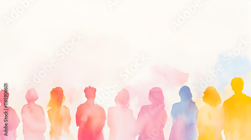 Group silhouette of multicultural women International womens day Diversity inclusion equality or empowerment concept Anti racism and stop discrimination Banner copy space cover poster copy space cute photo