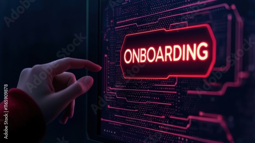 Futuristic Workflow with Glowing Onboarding Interface