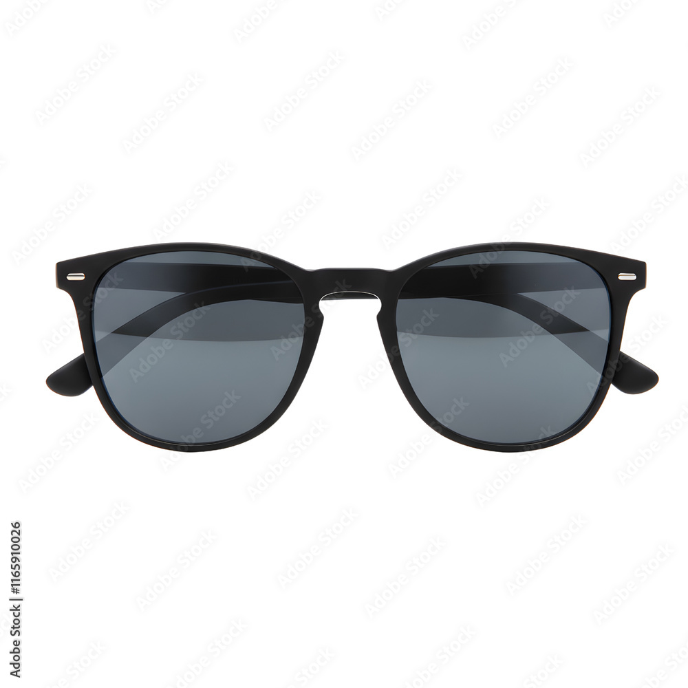 A pair of classic black sunglasses with a reflective lens. png isolated background. transparent background. A pair of classic black sunglasses with a reflective lens. png isolated background. transparent background.