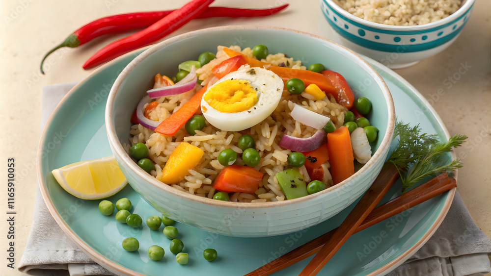 Vegetable Rice Bowl with Boiled Egg Vegetable Rice Bowl with Boiled Egg