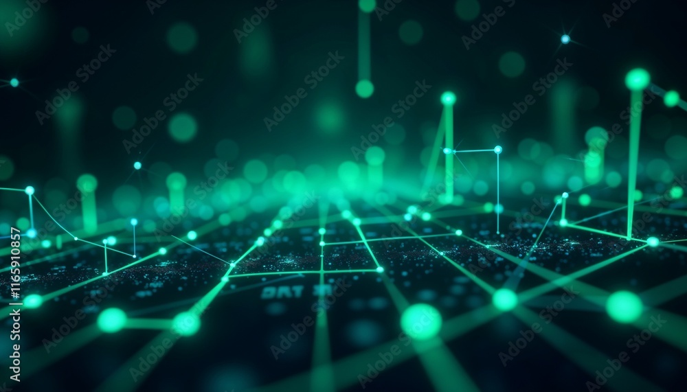 Futuristic digital landscape with glowing data points and interconnected networks Futuristic digital landscape with glowing data points and interconnected networks