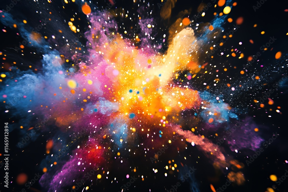 Vibrant Colorful Explosion Of Powder And Sparks Vibrant Colorful Explosion Of Powder And Sparks