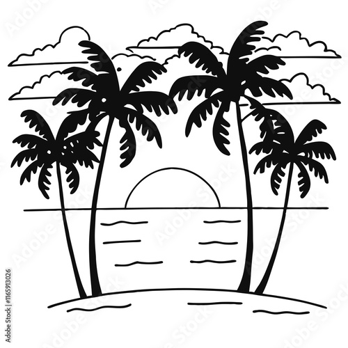 illustration of a tropical island