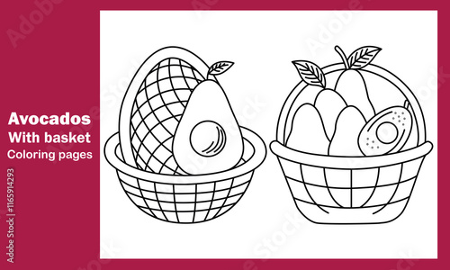 "Avocados in a Basket Coloring Pages – Fun and Relaxing Printable Designs for All Ages"