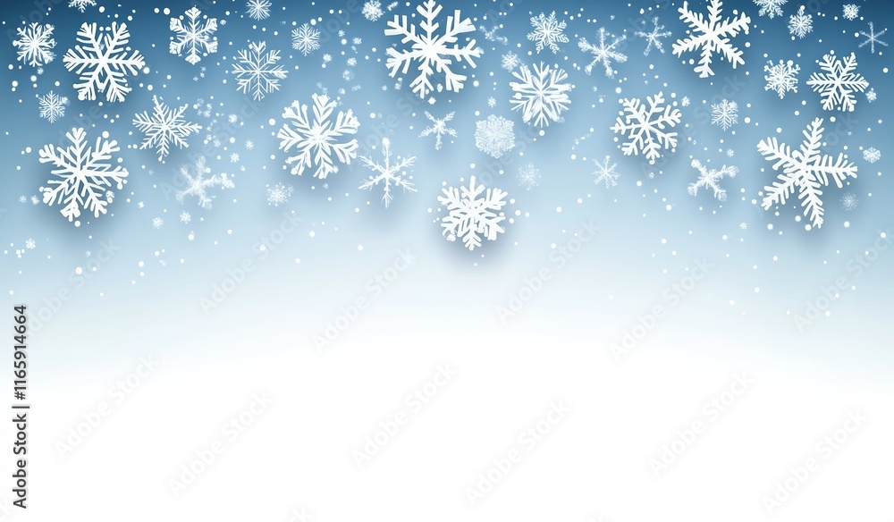 Snowflakes Falling on Blue Gradient Background for Winter Season Banner Snowflakes Falling on Blue Gradient Background for Winter Season Banner