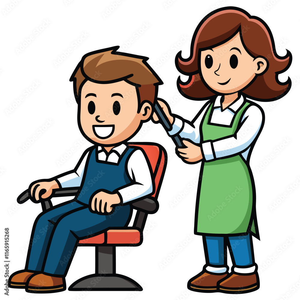 Stylist Snipping Hair with Scissors - Client Seated and Relaxed Stylist Snipping Hair with Scissors - Client Seated and Relaxed