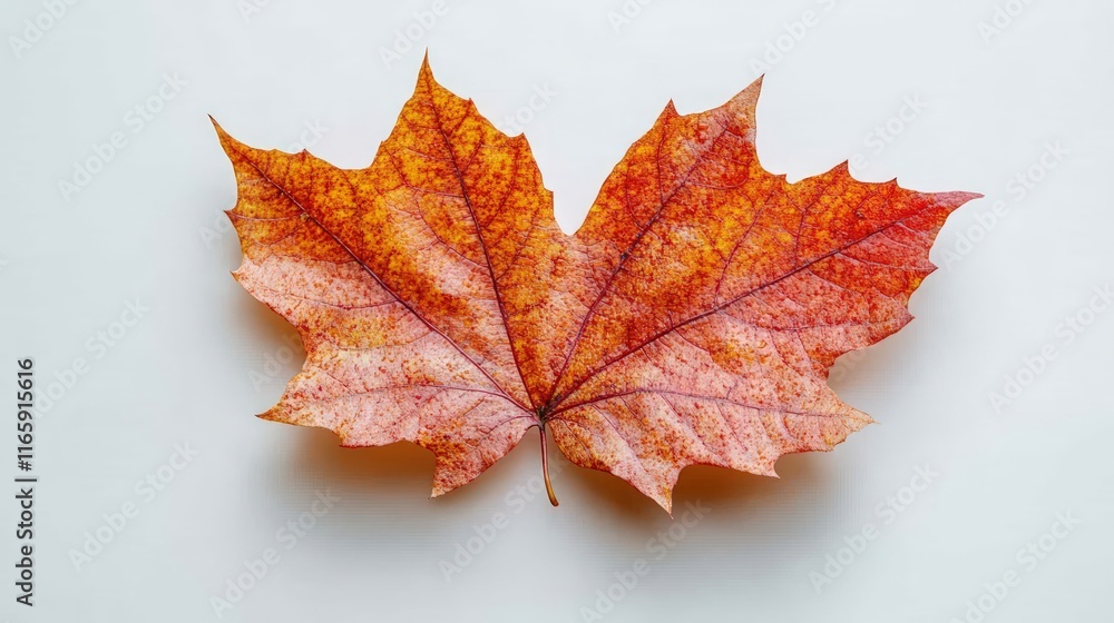 Single, dried, orange maple leaf on white. Single, dried, orange maple leaf on white.