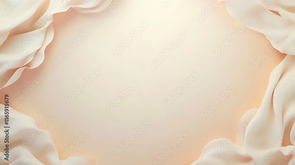 Fototapeta premium Soft Beige Fabric Forms a Circular Frame