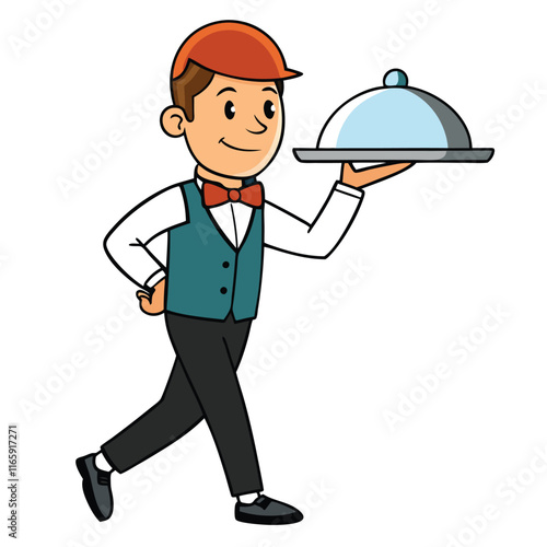 Waiter Carrying Tray - Dishes Presented Professionally