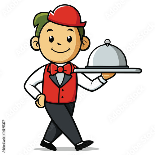 Waiter Carrying Tray - Dishes Presented Professionally Variant