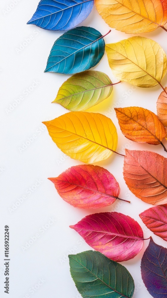 Obraz premium Autumn Leaves in a Spectrum of Colors: A Vibrant Display of Nature's Beauty