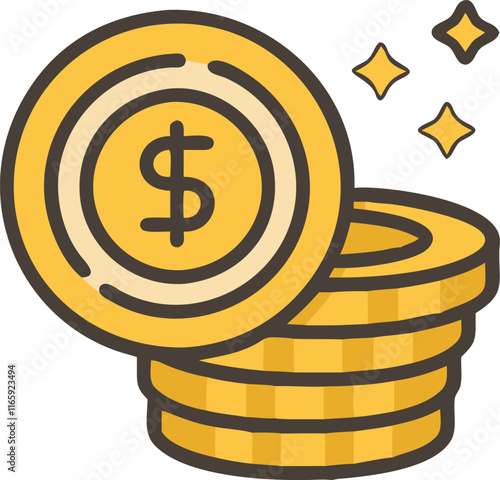 Gold Coin Icon - Sleek and Elegant Wealth Symbol