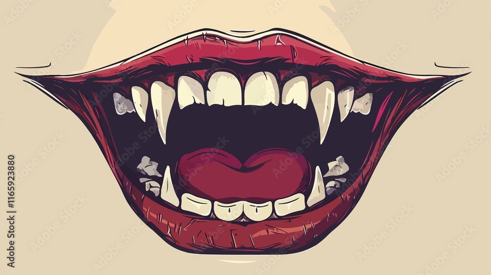 Playful Vampire Fangs Mouth Vector Icon, Isolated Transparent Background Playful Vampire Fangs Mouth Vector Icon, Isolated Transparent Background