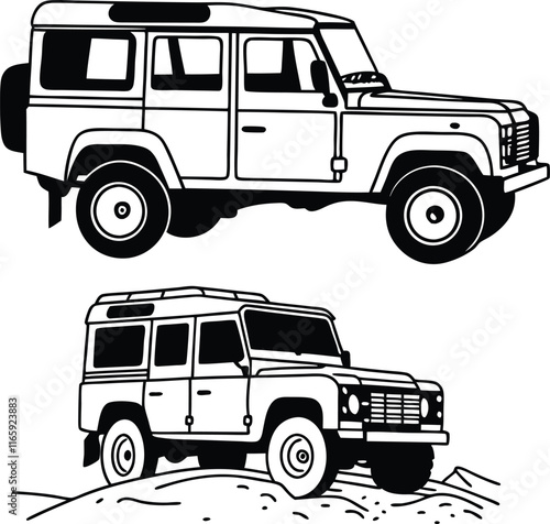 Land Rover Defender Vector Art - Iconic Off-Road SUV Illustration