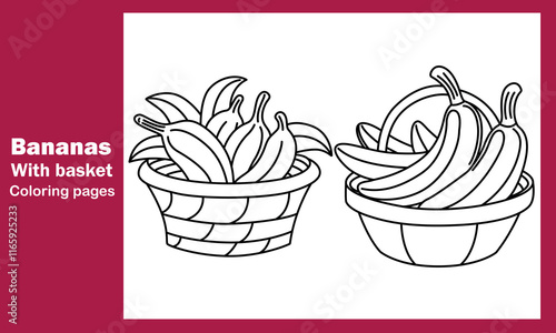 "Bananas in a Basket Coloring Pages for Kids and Adults – Fun Printable Designs to Color"