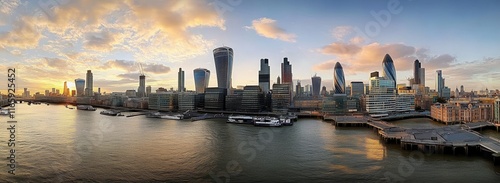 Panoramic View of the London Skyline at Golden Hour