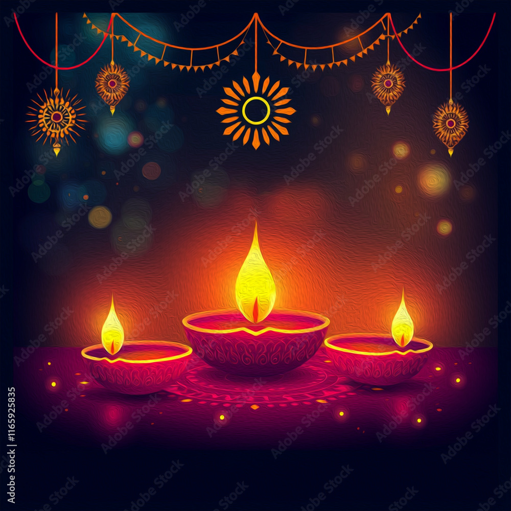 Happy Diwali illustration. Pattern for banners, covers, greeting cards, for printing on wall decorations. Happy Diwali illustration. Pattern for banners, covers, greeting cards, for printing on wall decorations.