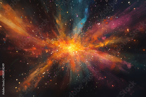 Abstract Cosmic Explosion Colorful Nebula Artwork photo