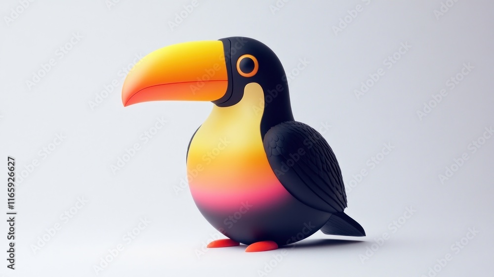 Fototapeta premium Colorful 3D rendered toucan bird illustration.