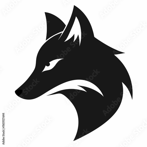 Vector fox head silhouette black side view on white background photo