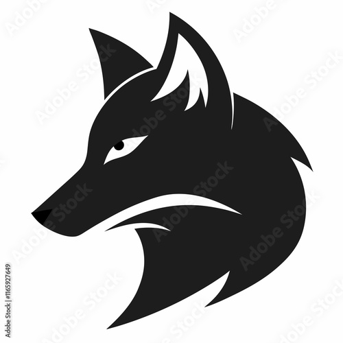 Vector fox head silhouette black side view on white background photo