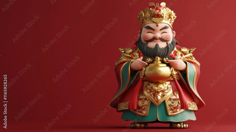 God of Wealth in 3D: Minimalist style with studio lighting, ideal for New Year celebrations and cultural visuals. God of Wealth in 3D: Minimalist style with studio lighting, ideal for New Year celebrations and cultural visuals.