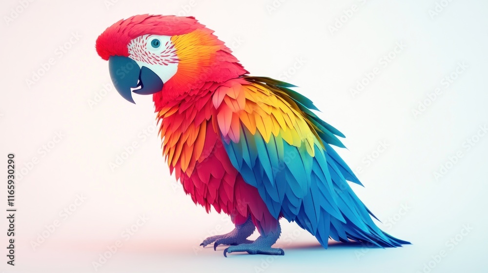 Fototapeta premium Colorful stylized scarlet macaw parrot.