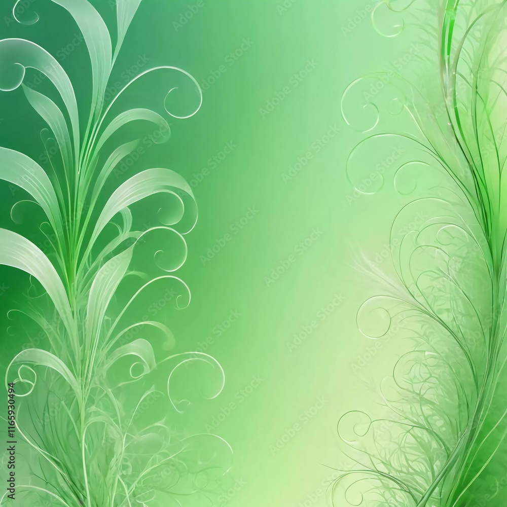 Soft green pastel gradient forms a calming backdrop, while elegant plant-like shapes gracefully intertwine, enhancing the tranquil ambiance of the setting. Generative AI Soft green pastel gradient forms a calming backdrop, while elegant plant-like shapes gracefully intertwine, enhancing the tranquil ambiance of the setting. Generative AI