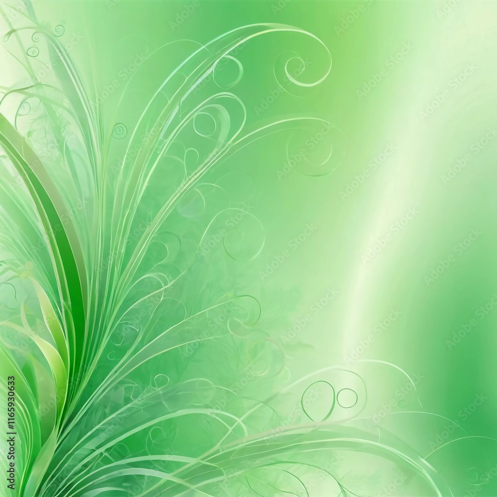 Soft green pastel gradient forms a calming backdrop, while elegant plant-like shapes gracefully intertwine, enhancing the tranquil ambiance of the setting. Generative AI Soft green pastel gradient forms a calming backdrop, while elegant plant-like shapes gracefully intertwine, enhancing the tranquil ambiance of the setting. Generative AI