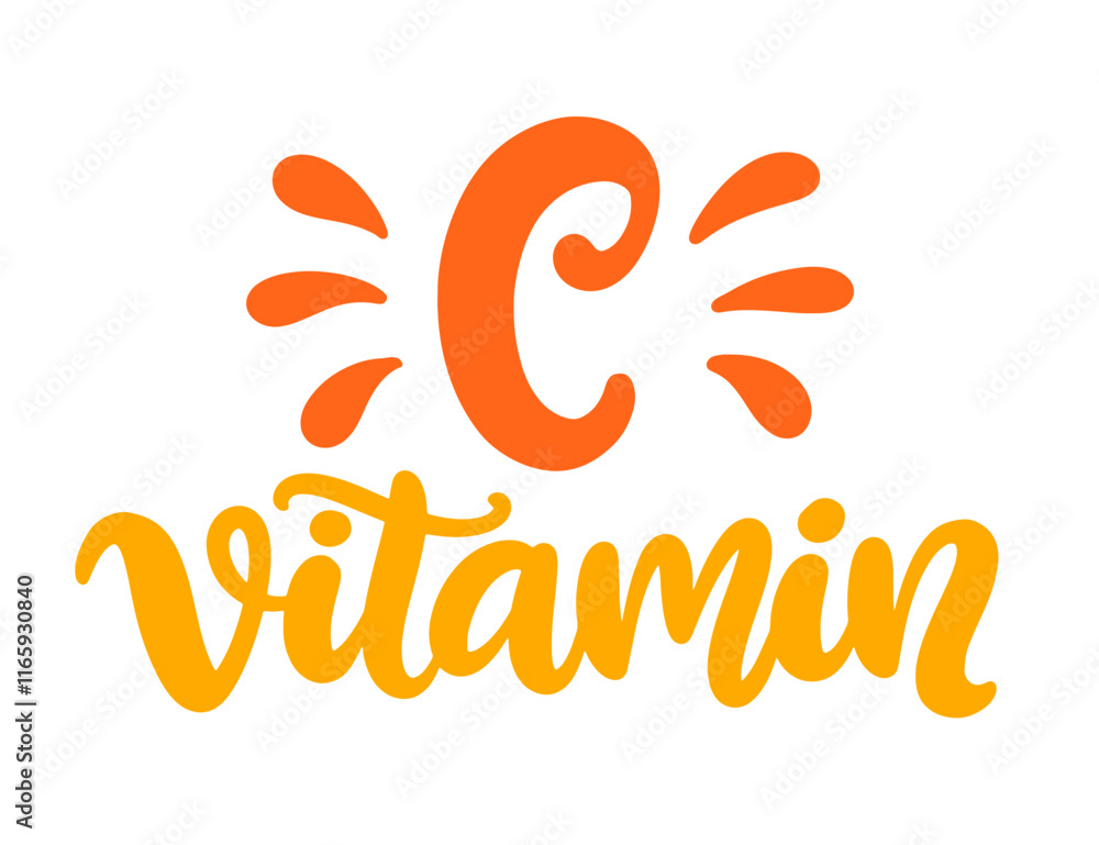 Vitamin C hand lettering modern calligraphy logo Vitamin C hand lettering modern calligraphy logo