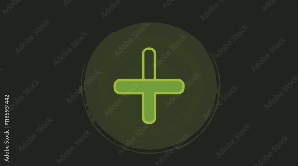 Positive Green Line Art Icon for Apps and Web Positive Green Line Art Icon for Apps and Web