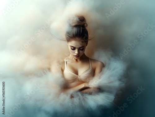 Ballerina in a diaphanous tutu entrancing the viewer with pheromone infused choreography her every twirl and arabesque imbued with a captivating mystical allure