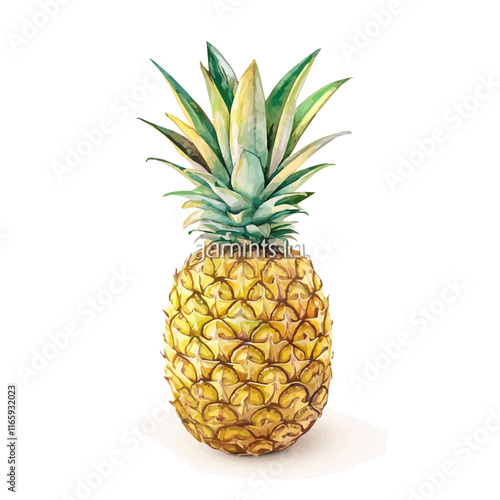 A watercolor drawing of a pineapple, isolated on a white background. Pineapple vector.
