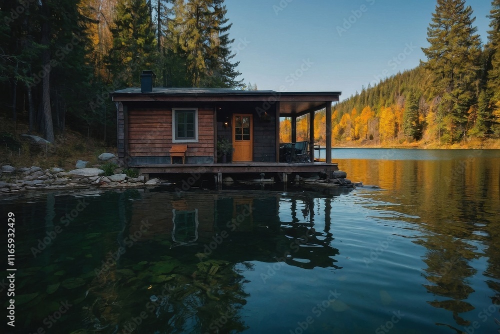 Fototapeta premium Small house by the lake