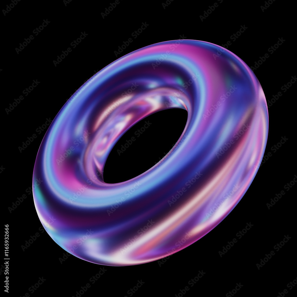 Naklejka premium Abstract colorful gradient abstract shape 3d rendering, holographic abstract shape, isolated on black background