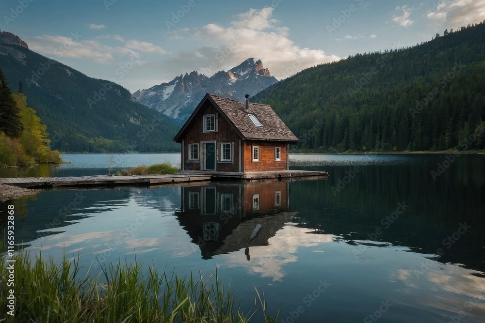 Fototapeta premium Small house by the lake