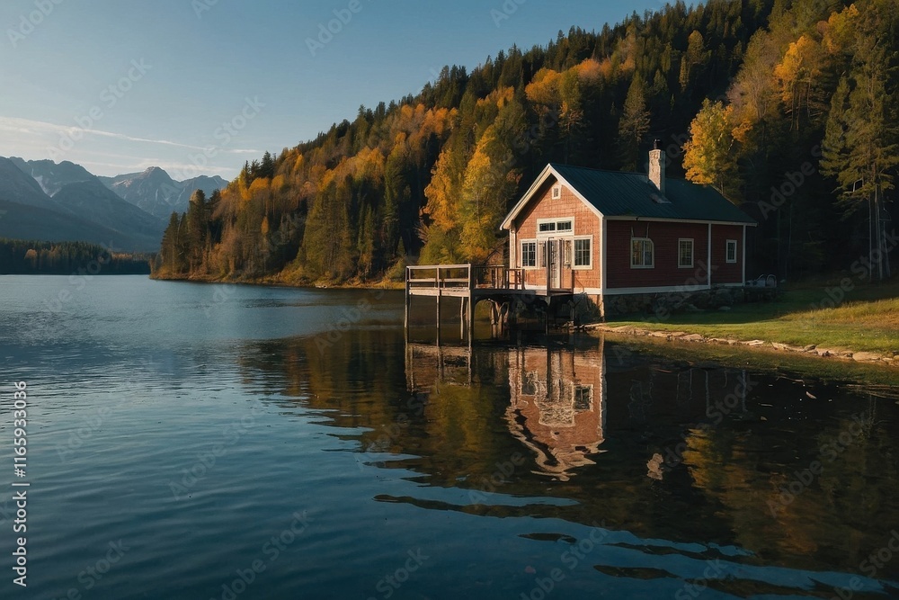 Fototapeta premium Small house by the lake