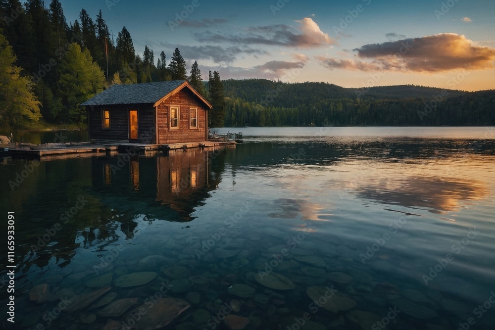 Fototapeta premium Small house by the lake