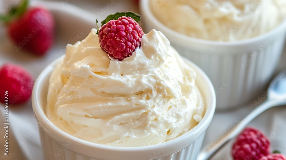 Creamy Dessert with Raspberries and Strawberries Creamy Dessert with Raspberries and Strawberries