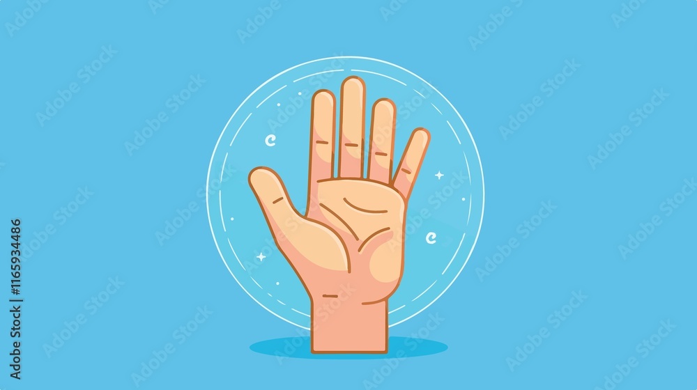 Greeting Hand Wave Gesture Line Design Greeting Hand Wave Gesture Line Design