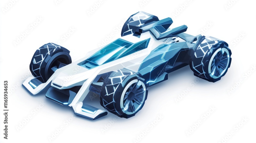Futuristic white and blue race car design, isolated on white background. Futuristic white and blue race car design, isolated on white background.