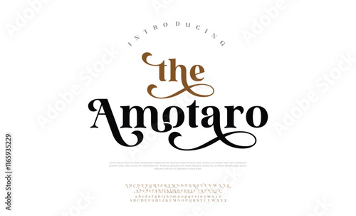 Elegant luxury  font alphabet uppercase lowercase and number. Classic lettering minimal fashion designs. Typography modern serif fonts regular decorative vintage concept. Vector illustration
