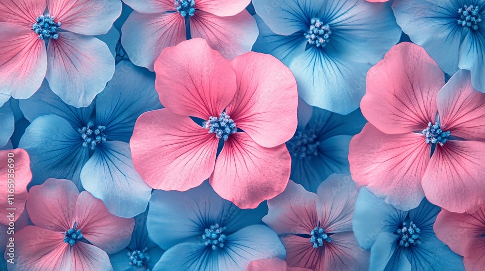 A vibrant display of blue and pink hibiscus flowers, creating a stunning visual contrast. A vibrant display of blue and pink hibiscus flowers, creating a stunning visual contrast.