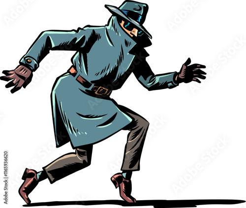 Personal data security issues. The scammer and the criminal escapes. The secret agent detective sneaks away.