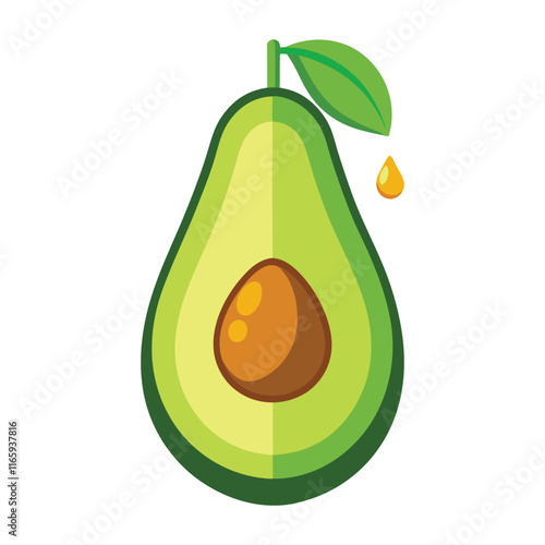 Oil Dripping from Avocado Fruit Vector Illustration - Cartoon Clipart & Line Art Design.eps