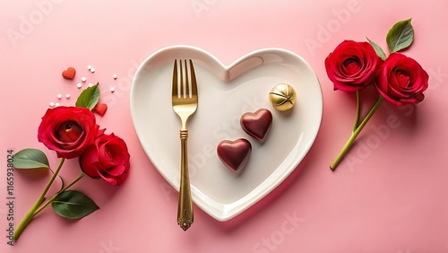 Valentine's Day a heart-shaped plate photo